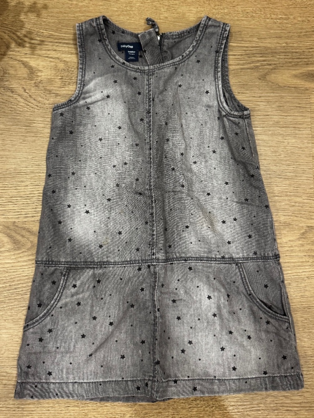 Baby Gap Toddler Girls 3T Gray Chambray Star Print Sleeveless Dress